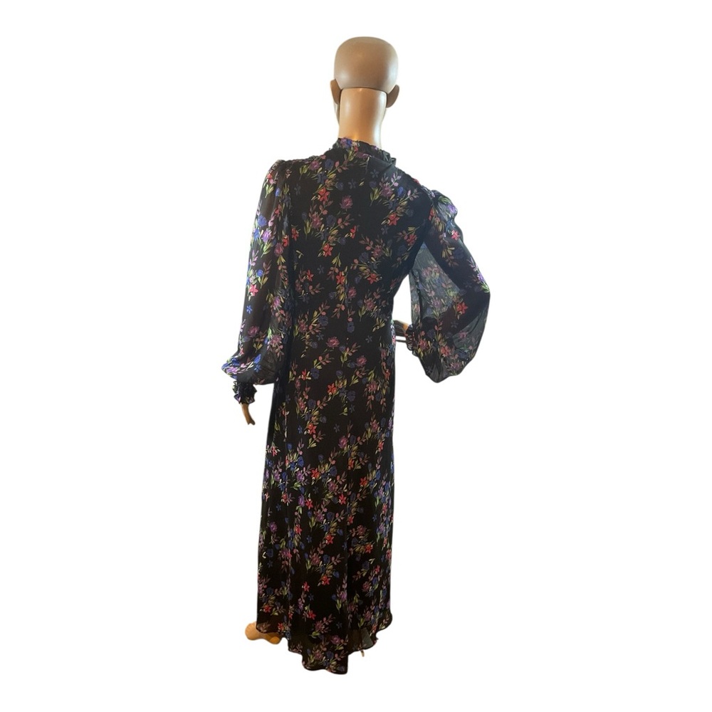 Calvin Klein Women’s Multicolor Floral Chiffon Maxi Long Sleeves Dress Size 10 - Picture 6 of 14